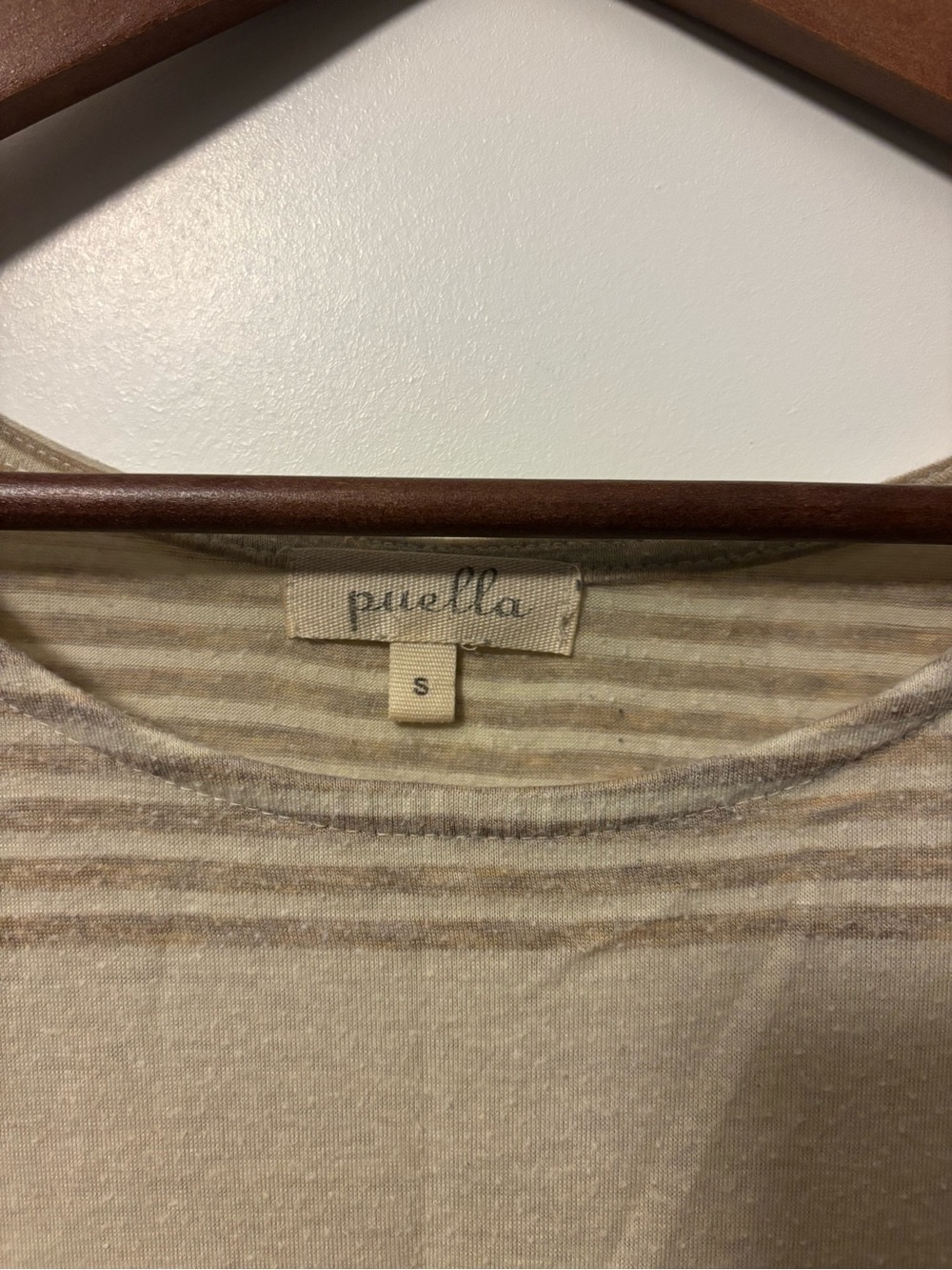 Puella Anthropologie tan, beige and orange stripe swing shirt. - Picture 2 of 3